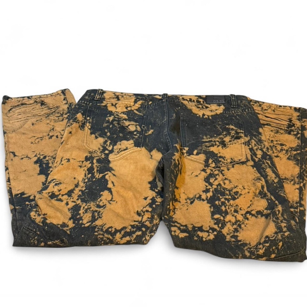 GS-115 Bleach-Splatter type Distressed Skinny Jeans - Denim Black & Tan - Picture 5 of 5
